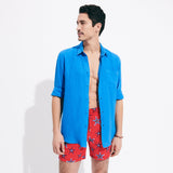 Vilbrequin Men Linen Shirt Solid Blue