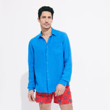 Vilbrequin Men Linen Shirt Solid Blue