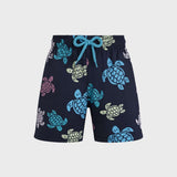 Vilebrequin Boys Stretch Swim Shorts Tortues In Blue Marine