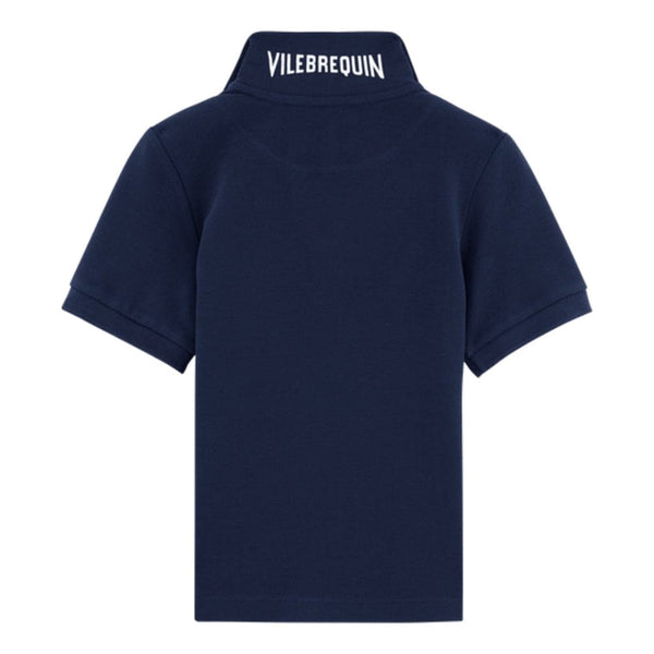 Vilebrequin Cotton Pique Boys Polo Shirt Solid In Navy