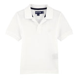 Vilebrequin Cotton Pique Boys Polo Shirt Solid In White