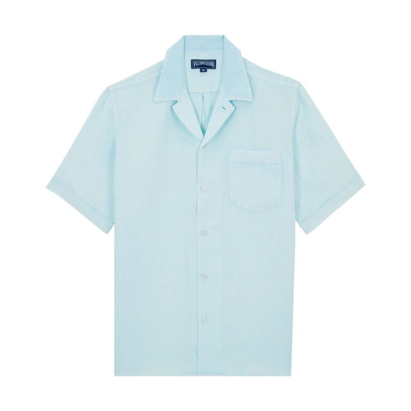 Vilebrequin Men Linen Bowling Shirt Solid in Blue
