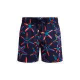 Vilebrequin Men Stretch Short Swim Shorts Disco Stars In Blue