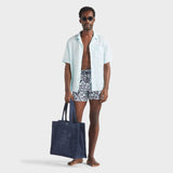 Vilebrequin Men Stretch Short Swim Trunks Jungle Leaves In Blue