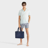 Vilebrequin Men Stretch Short Swim Trunks Jungle Leaves In Blue