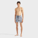 Vilebrequin Men Stretch Short Swim Trunks Jungle Leaves In Blue