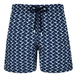 Vilebrequin Moorea Mini Shark Print Swim Shorts in Bleu Marine