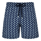 Vilebrequin Moorea Mini Shark Print Swim Shorts in Bleu Marine