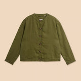 White Stuff Adele Linen Jacket in Dark Green