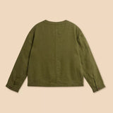 White Stuff Adele Linen Jacket in Dark Green