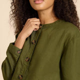 White Stuff Adele Linen Jacket in Dark Green