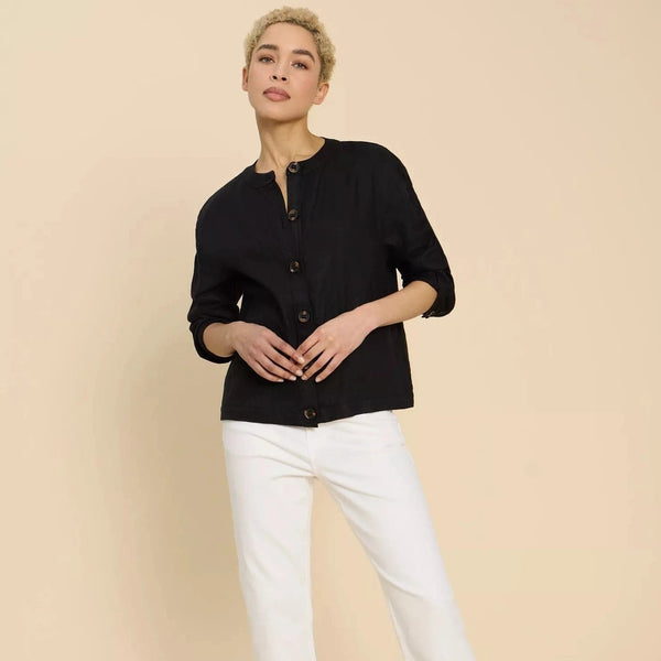 Suit Black Linen Jacket Ladies Uk Folk Cotton Linen Blazer Soft Black