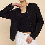 White Stuff Adele Linen Jacket in Pure Black