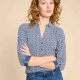 White Stuff Annie Printed Shirt in Blue Print