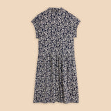White Stuff Everly Printed Jersey Shirt Dress in Navy Print