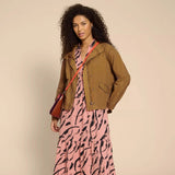 White Stuff Cotton Jacket in Khaki Green
