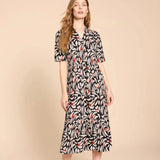White Stuff Naya Jersey Dress in Black Multi