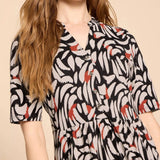 White Stuff Naya Jersey Dress in Black Multi