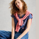 Nelly Short Sleeve Notch Neck T-shirt In Navy