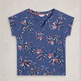 Nelly Short Sleeve Notch Neck T-shirt In Navy