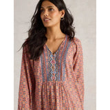 White Stuff Abigail Embroidered Dress In Pink Multi