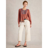 White Stuff Abigail Embroidered Top In Pink Multi