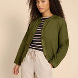 White Stuff Adele Linen Jacket in Dark Green