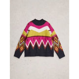 White Stuff Alice Abstract Jumper In Pink Multi