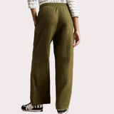 White Stuff Ally Linen Wide Leg Trouser In Khaki Green
