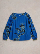 White Stuff Angie Top in Blue Print