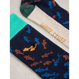 White Stuff Ankle Embroidered Sock In Navy Multi