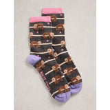 White Stuff Ankle Sock Fluffy In Dark Grey