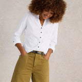 White Stuff Annie Broderie Jersey Shirt In Brilliant White