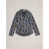 White Stuff Annie Collared Shirt Jersey In Black Print