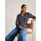 White Stuff Annie Collared Shirt Jersey In Black Print
