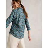 White Stuff Annie Collared Shirt Jersey In Blue Heart