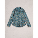 White Stuff Annie Collared Shirt Jersey In Blue Heart