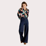 White Stuff Annie Collared Shirt Jersey In Navy