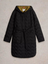 White Stuff Arlet Quilted Coat in Black