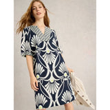 White Stuff Ash Linen Dress In Navy