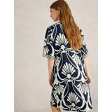 White Stuff Ash Linen Dress In Navy