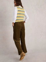 White Stuff Belle Cord Wide Leg Trouser In Khaki