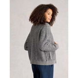 White Stuff Bobby Boucle Zip Cardi In Grey