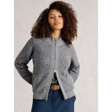 White Stuff Bobby Boucle Zip Cardi In Grey