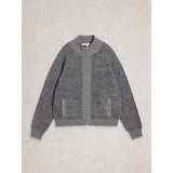 White Stuff Bobby Boucle Zip Cardi In Grey