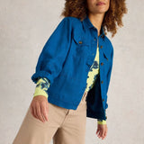 White Stuff Camille Linen Jacket In Bright Blue