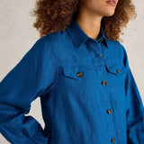 White Stuff Camille Linen Jacket In Bright Blue