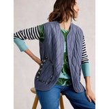 White Stuff Carla Printed Gilet In Blue