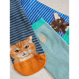 White Stuff Cat Pals Ankle Socks In Blue Multi