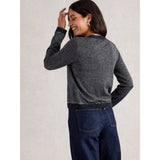 White Stuff Charlotte Crew Neck Sparkle Cardi In Dark Navy
